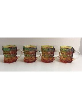 Colored Heavy Duty Glass Rainbow Stacked Book Mugs Set Of 4